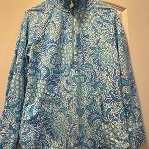 Lilly Pulitzer Blue & Turquoise Printed Quarter-Zip Pullover